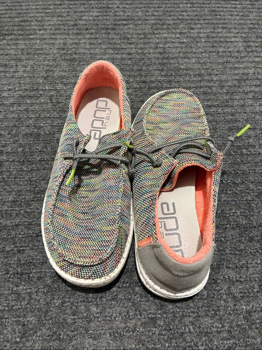 Hey Dude Multicolor Knit Slip-On Shoes with Coral Lining
